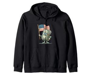 Superbe Look Argent avec Drapeau américain Sweat à Capuche