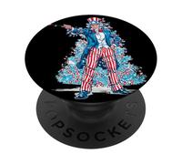 Superbe Look de Noël américain avec Sam dans Un Style Patriotique PopSockets PopGrip Adhésif