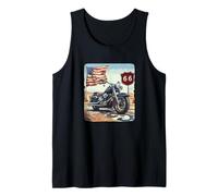 Superbe Moto avec Drapeau américain pour Les Amateurs de Voyages Débardeur
