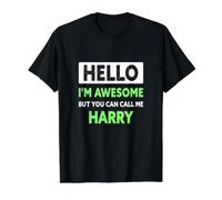 Superbe nom Harry Qui Dit drôle Harry T-Shirt Graphique avec Valeur, Homme, Noir, M