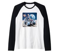 Superbe Oncle Sam sur la Lune avec véhicule Cool Manche Raglan