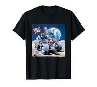 Superbe Oncle Sam sur la Lune avec véhicule Cool T-Shirt
