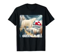 Superbe Ours de Glace du Groenland avec Nature et Drapeau T-Shirt