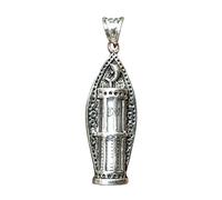 Superbe Pendentif Musulman Dauphin en Argent Contenant JAWSHAM Ayat AL KURSI (Verset Trône) dans Une Ampoule en Verre et chaîne en Argent MU03