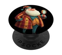 Superbe Père Noël avec loupe pour détective PopSockets PopGrip Adhésif