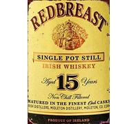 Superbe plaque en métal vintage Redbreast Irish Pot Still Whiskey Ades Signes Extérieur Maison Cave Garage Bar Country Poster Club Plaque murale Décoration rétro en aluminium 20,3 x 30,5 cm