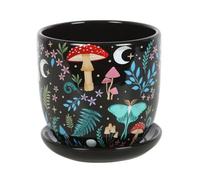 Superbe pot de fleurs imprimé forêt sombre : motif inspiré de la flore et de la faune - Mettez en valeur vos plantes avec style - Pot vibrant avec accents de lune et d'étoiles