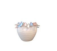 Superbe Pot De Fleurs "Oiseaux" En Grès Avec Des Oiseaux Colorés, Ø 22 Cm
