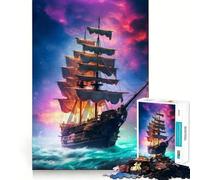 Superbe Puzzle de 1000 pièces en Forme de Bateau Pirate pour Adultes Un Jeu Stimulant pour Le Cerveau,Une Surface Lisse sans bavures,Un Passe-Temps Fascinant pour Les Moments de détente (50x75cm)