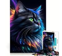 Superbe Puzzle de 1000 pièces représentant Un Chat Noir Fantastique, idéal pour Adultes et Adolescents Un Jeu Mental apaisant et Relaxant, Une idée Cadeau de qualité supérieure 38x26cm