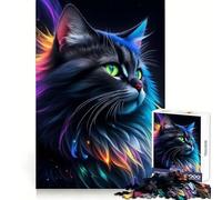 Superbe Puzzle de 1000 pièces représentant Un Chat Noir Fantastique, idéal pour Adultes et Adolescents Un Jeu Mental apaisant et Relaxant, Une idée Cadeau de qualité supérieure 38x26cm