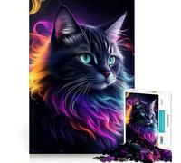 Superbe Puzzle de 1000 pièces représentant Un Chat Noir Fantastique, idéal pour Les Adolescents Jeu de réflexion Relaxant et Amusant à Assembler Cadeau Parfait 38x52cm