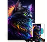 Superbe Puzzle de 1000 pièces représentant Un Chat Noir Fantastique, idéal pour Les Adolescents, Stimulant la mémoire et réduisant Le Stress Un Cadeau précieux et de qualité supérieure 50x75cm