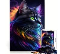 Superbe Puzzle de 1000 pièces représentant Un Chat Noir Fantastique, idéal pour Les Adultes et Les Adolescents Jeu de réflexion et de Loisirs Bords précis Décoration Murale 38x26cm
