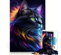Superbe Puzzle de 1000 pièces représentant Un Chat Noir Fantastique idéal pour Les Adultes Jeu Intelligent et Amusant à réaliser en intérieur Découpe Lisse pour Les vœux du Père Noël