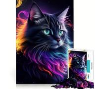 Superbe Puzzle de 1000 pièces représentant Un Chat Noir Fantastique idéal pour Les Adultes Jeu Intelligent et Amusant à réaliser en intérieur Découpe Lisse pour Les vœux du Père Noël