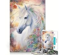 Superbe Puzzle de 1000 pièces représentant Un Cheval Blanc, idéal pour Les Adolescents Jeu de réflexion, Jouet Anti-Stress, découpe soignée, Cadeau Artistique 50x75cm