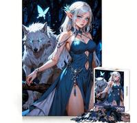 Superbe Puzzle Difficile L'elfe et Son Loup pour Adultes, 1000 pièces, Version améliorée, Doux et Relaxant, découpe Nette, Cadeau Unique 38x26cm