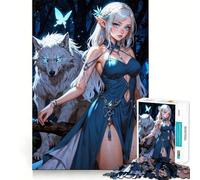 Superbe Puzzle Difficile L'elfe et Son Loup pour Adultes, 1000 pièces, Version améliorée, Doux et Relaxant, découpe Nette, Cadeau Unique 38x26cm