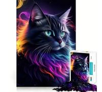 Superbe Puzzle Fantastique Chat Noir 1000 pièces pour Adolescents Renforce la mémoire Calme et sérénité Qualité supérieure Cadeau de Noël idéal 50x75cm