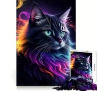 Superbe Puzzle Fantastique Chat Noir 1000 pièces pour Adolescents Renforce la mémoire Calme et sérénité Qualité supérieure Cadeau de Noël idéal 50x75cm