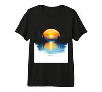 Superbe reflet du Coucher de Soleil sur Les Montagnes et Le lac T-Shirt Haut de Gamme