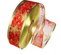 Superbe ruban décoratif fabriqué pour les fêtes mesurant cinq centimètres par cent mètres pour toutes vos créations de bricolage (rouge B)