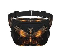 Superbe sac à bandoulière tendance imprimé Phoenix, sac de taille de randonnée, sac à bandoulière carré double couche de voyage et de fitness, noir, taille unique