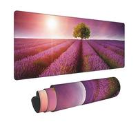 Superbe tapis de souris de jeu étendu paysage de champ de lavande avec base en caoutchouc antidérapant et bords cousus, tapis de souris pour le travail, les jeux, le bureau, la maison 90 x 40 cm