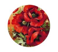 Superbe tapis de souris rond avec motif coquelicot rouge de 20,3 cm - Votre compagnon de bureau pour bureau, ordinateur portable, ordinateurs personnels et consoles