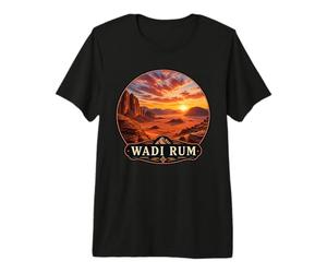Superbe Wadi Rum Désert Coucher de Soleil Paysage Moyen-Orient T-Shirt Haut de Gamme
