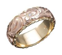 Superbement sculpté rose deux tons bague pour femme bague de mariage européenne et américaine bagues d'amour pour femmes, 9号, Cuivre, Aucune pierre précieuse