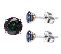 Superbes boucles d'oreilles à tige en acier inoxydable chirurgical 316L arc-en-ciel 5A pour femmes, hommes, filles, garçons, épouses, tragus, cartilage dormeur, 4mm, 4 mm