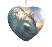 Superbes décorations de Noël en acrylique avec motif vagues de l'océan en forme de hérat, décoration de Noël à suspendre pour la maison ou les fêtes