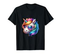 Superbes Lunettes de Soleil Arc-en-Ciel Cheval et Corne de T-Shirt Graphique avec Valeur