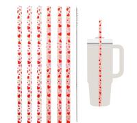 Superbes pailles pour Stanley Cup 30/40 oz, 3 pailles transparentes + 3 pailles blanches en forme de cœur rouge et blanc + 1 brosse de nettoyage, réutilisables, sans BPA, passent au lave-vaisselle