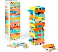 SuperBlocco Jeu éducatif de qualité supérieure pour enfants à partir de 3 ans - Tour mobile 4 en 1 en bois avec couleurs et animaux - Jouet pour filles et garçons de 3 à 9 ans - Tour empilable en bois