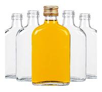 SUPERBUTELKI.PL Lot de 10 bouteilles de liqueur, 200 ml chacune, mini, petites, en verre élégant et moderne, avec bouchon à vis, flacons pour jus et boissons