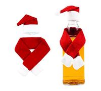 SUPERBUTELKI.PL Lot de 10 mini bonnets de Noël avec écharpes - Chapeaux de bouteilles amusants et accessoires de décoration - Bonnets de Père Noël avec écharpe pour bouteilles, verres et décoration de