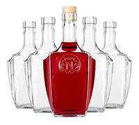 Superbutelki.PL Lot de 5 Bouteilles en Verre 500 ml - Bouteilles de Vin Vides Bonaparte - à Remplir - Avec Bouchon
