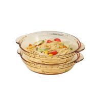 Supercap - Assiette en verre transparent de 8inch avec oreilles, en verre de cristal pour dîner quotidien, qualité alimentaire, accessoires de dîner (beige 2pcs, 8inch)