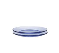 Supercap - Lot de 2 assiettes en verre trempé transparent de 19 cm, assiettes de service décoratives en verre pour salade, dessert, table de salle à manger de cuisine (bleu clair, 2 pièces, 19,1 cm)