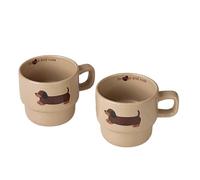 Supercap Lot de 2 tasses à café en céramique avec poignée, tasse à thé empilable pour amoureux de teckel, tasse à thé en céramique de 300 ml