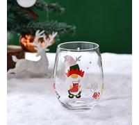 Supercap - Lot de 2 verres à vin en cristal sans pied sur le thème des chaussettes de Noël, verres à eau peints à la main pour fête, mariage, rendez-vous galant (Christmas C, 2pcs)