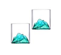 Supercap - Lot de 2 verres à whisky de montagne, à l'ancienne pour cocktail, verre de 300 ml, de bar pour Scotch Rocks (300mL, 2pcs clear) (green, 2pcs 300mL)