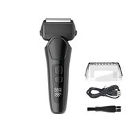 Supercap Rasoir électrique portable pour homme, rasoir électrique, tondeuse de voyage rechargeable avec tondeuse pop-up, étanche humide et sec, 3 lames, écran LED (black)