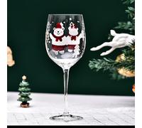 Supercap - Verre à vin peint à la main sur le thème du sapin de Noël, verre à champagne de 450 ml, verres à pied pour fête, mariage, rendez-vous galant (bear, 1pcs)