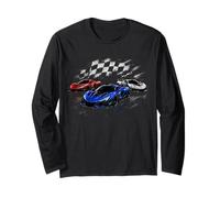 Supercars Racing Speed Design Drapeau à Carreaux Style Racing Manche Longue