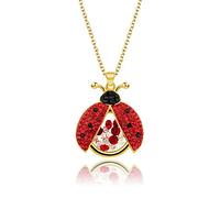 superchic NA Jewelry- Cute Red Open-Wings Ladybug Pendant/Necklace with Red & Jet Crystals and Clear & Red Cubic Zirconia in Gold Plating (Gold)