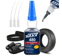 Supercolle noire 480, cyanoacrylate noir à séchage rapide pour cuir, caoutchouc, pneus et plastique. Colle liquide haute résistance, Réparation Fissures, Contact Téléphone portable Tablette 20G-3P